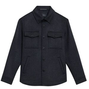 THEORY Houndstooth Wool-Cashmere Shirt Jacket size L
